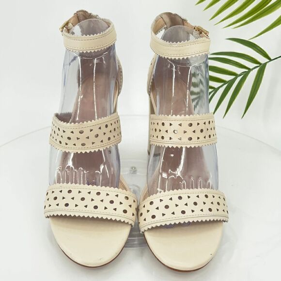 Botkier Gemi Sandals Women's Size 9.5 Ivory Cream Leather Block Heel Shoes - Picture 4 of 16